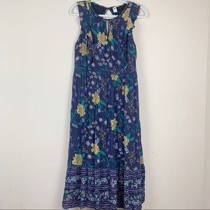 Old Navy Floral Maxi Dress Navy Blue Size LG